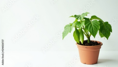 Wallpaper Mural Okra plant in a pot or planter on a white background, nature, pot Torontodigital.ca