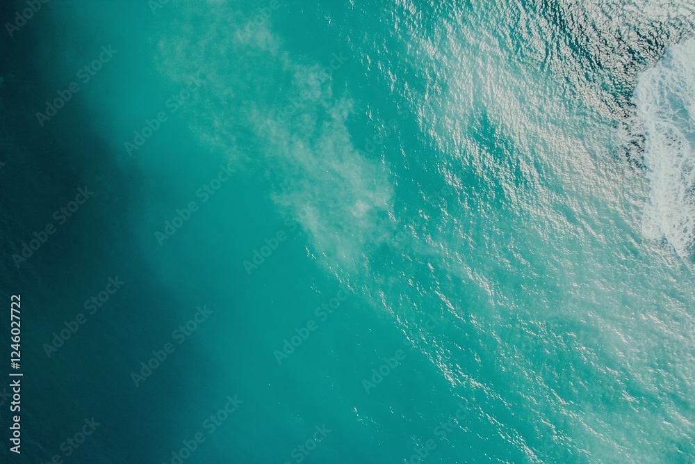 Obraz premium Aerial View of Turquoise Ocean Waves with White Foam and Sunlit Water Surface Patterns