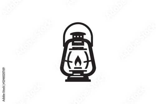 vintage kerosene  lantern vector silhouette isolated in white background