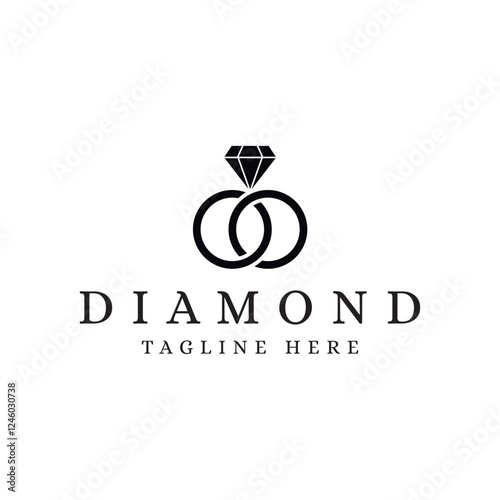 Jewelry ring with diamond logo design template.