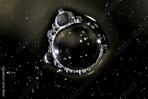 Many bubbles in the water