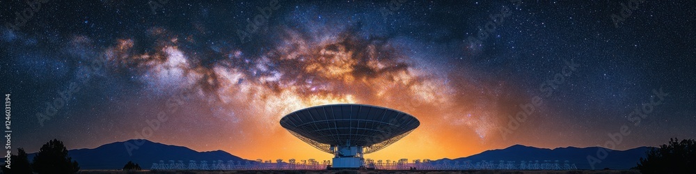 Radio telescope under a starry sky capturing deep space signals with a glowing cosmic horizon
Radio telescope under a starry sky capturing deep space signals with a glowing cosmic horizon