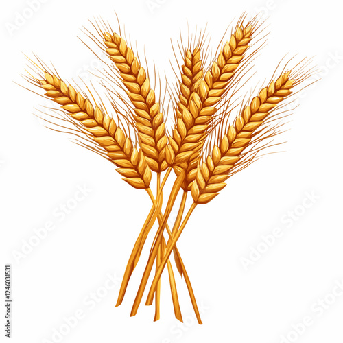 Wheat Ears Icons vector illustration. wheat leaf clipart. Organic wheat icon, bread agriculture. Grains plants and cereal, rye barley and wheat ear spikes Bakery food concept plant isolated on white