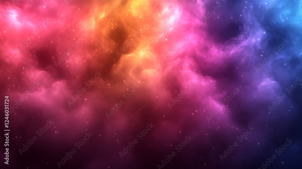 Fototapeta premium Cosmic Nebula Glowing With Vibrant Hues Of Pink Orange And Blue