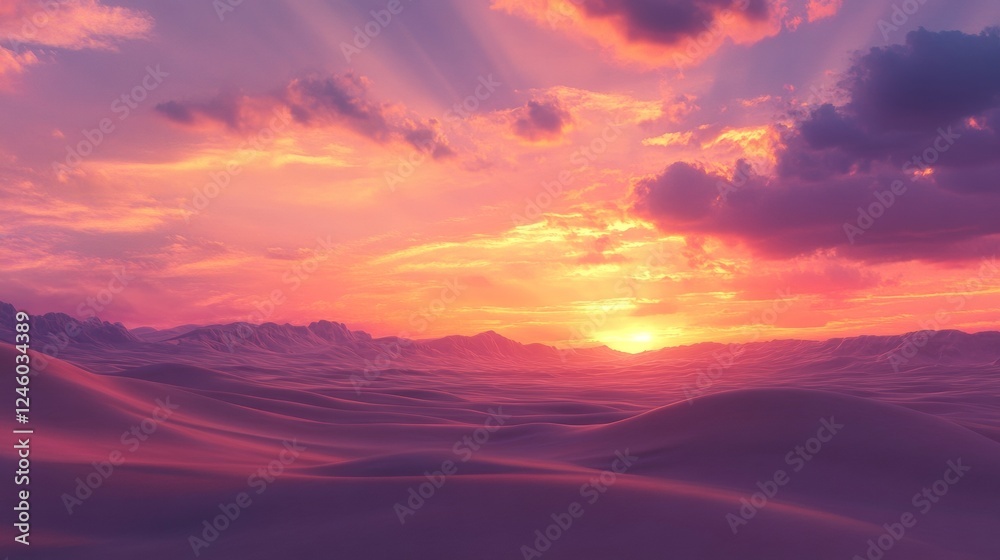 An expansive desert landscape at dusk, with sand dunes casting long shadows and a colorful sunset sky. An expansive desert landscape at dusk, with sand dunes casting long shadows and a colorful sunset sky.