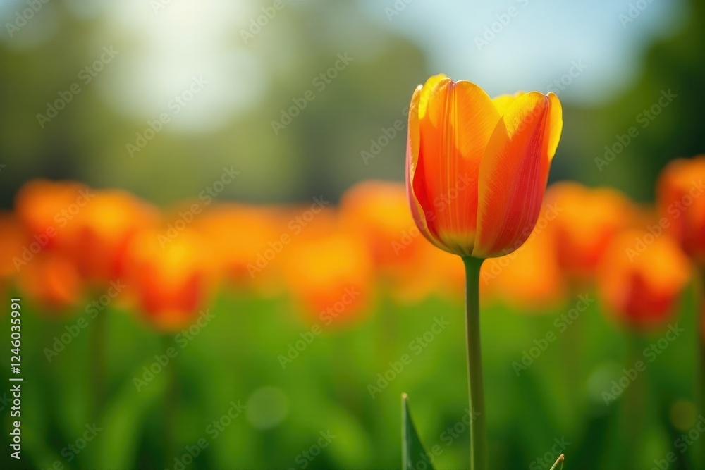 Orange tulip flower in a field of green grass, spring, orange, tulips Orange tulip flower in a field of green grass, spring, orange, tulips