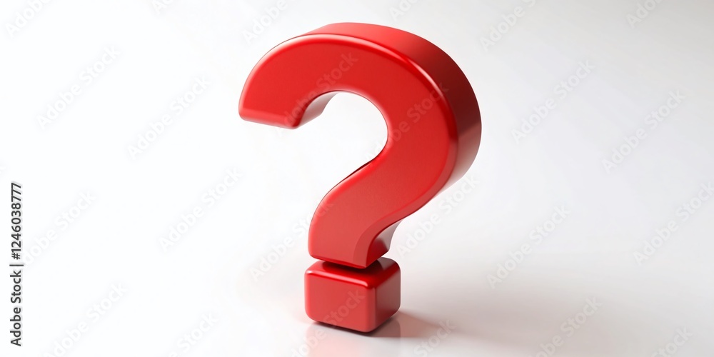 Red 3D Question Mark, Tilt-Shift Miniature, Isolated White Background, Shadow Red 3D Question Mark, Tilt-Shift Miniature, Isolated White Background, Shadow