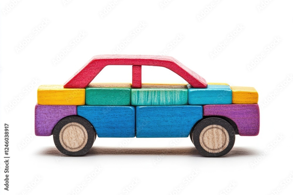 Colorful Wooden Block Car Toy Model Colorful Wooden Block Car Toy Model
