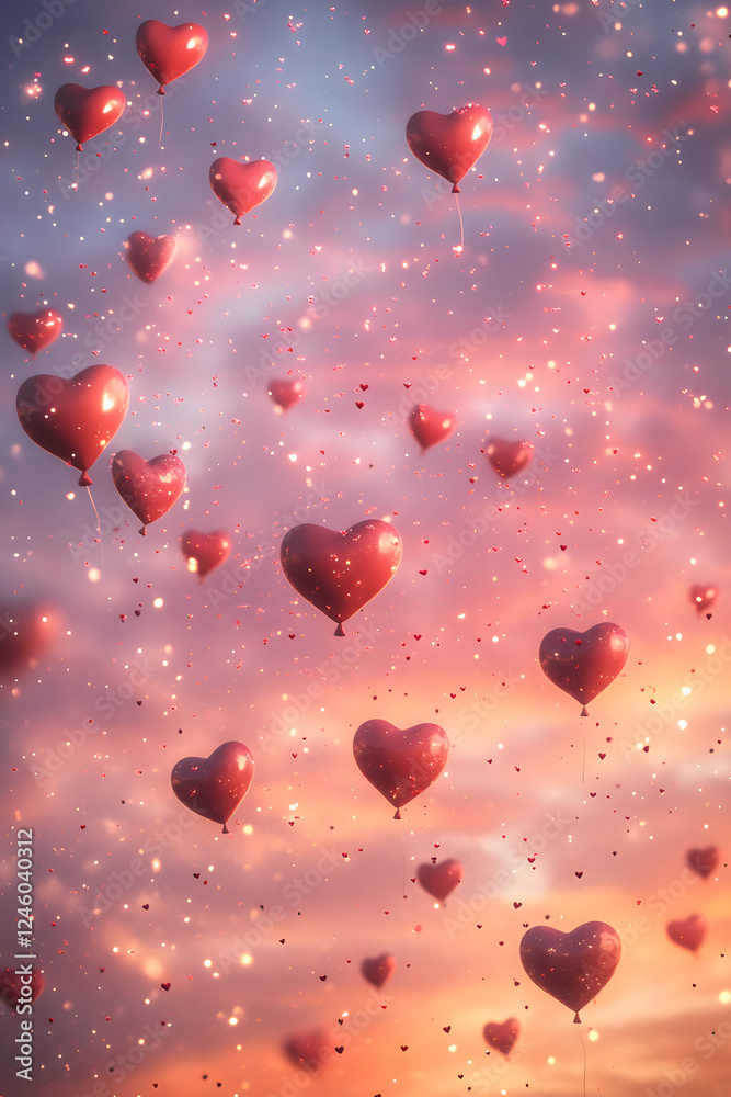 Fototapeta premium red heart balloons