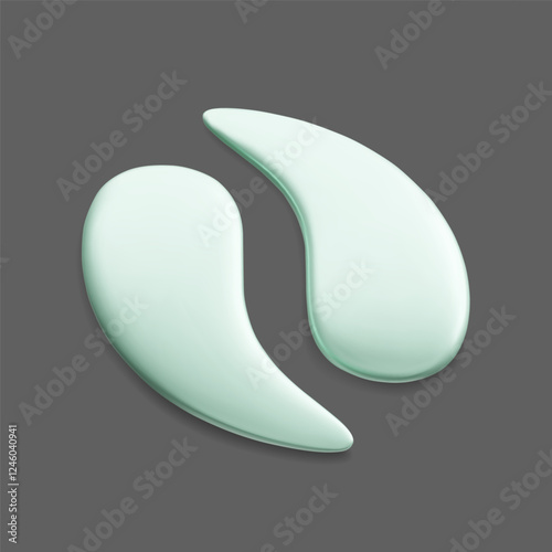 Mint green hydrating eye patches isolated on dark background realistic 3D vector illustration. Hydrogel eye patches anti age facial treatment skincare. Korean makeup cosmetic product 3D vector.