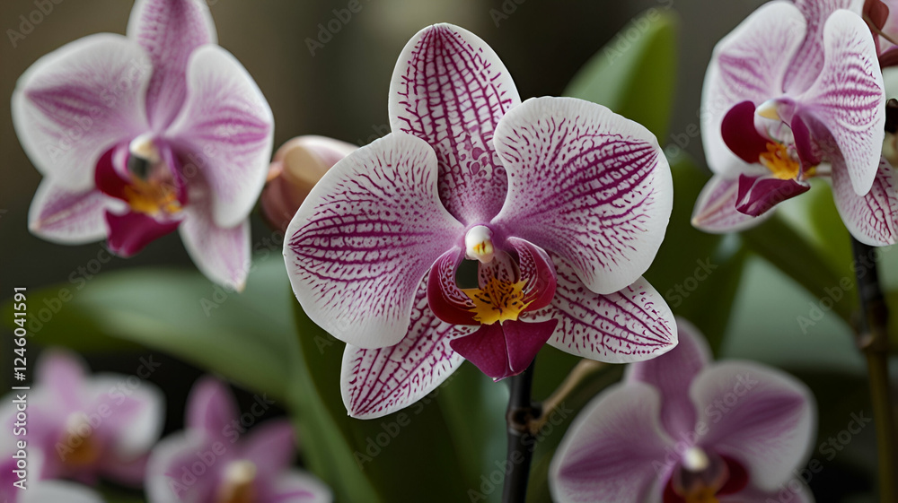 pink orchid on a green background pink orchid on a green background