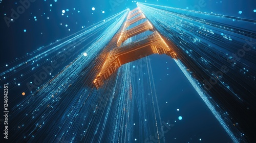 Golden Gate Bridge Digital Data Stream Visualization