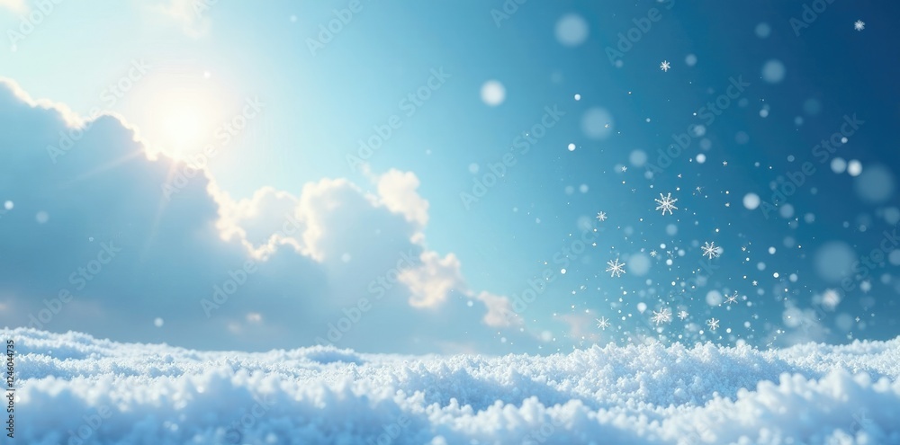 Snowflakes fall from a cloudy sky to the ground, sky, snowy Snowflakes fall from a cloudy sky to the ground, sky, snowy
