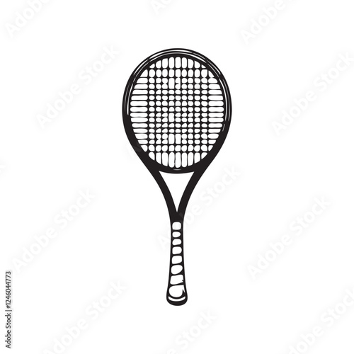 Tennis racket line art for coloring book vector