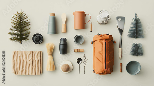 Wallpaper Mural A flat lay of camping essentials with a clean backdrop. Torontodigital.ca