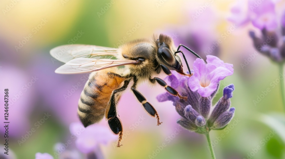 Honeybee on Lavender Blossom - A Nature's Marvel Honeybee on Lavender Blossom - A Nature's Marvel