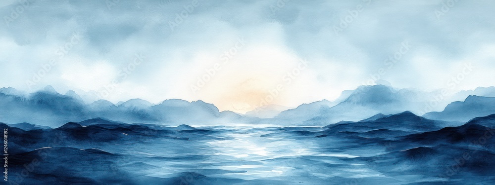Serene Abstract Watercolor Background with Soft Blue Gradient Cloudy Sky Design and Elegant Texture Serene Abstract Watercolor Background with Soft Blue Gradient Cloudy Sky Design and Elegant Texture