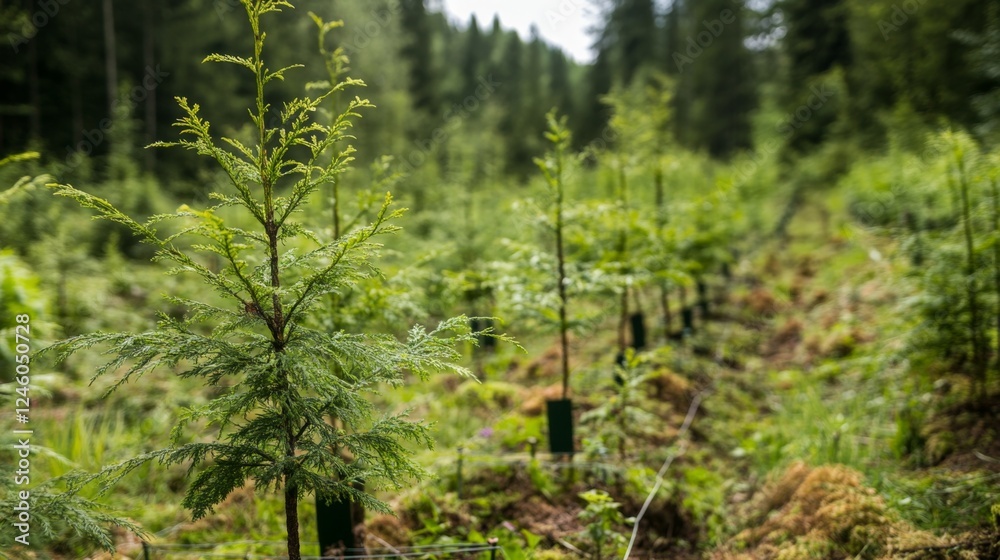 Reforestation Project: Young Trees in the Forest Reforestation Project: Young Trees in the Forest
