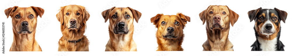 Collection of Isolated Dog Portraits on Transparent Background Collection of Isolated Dog Portraits on Transparent Background