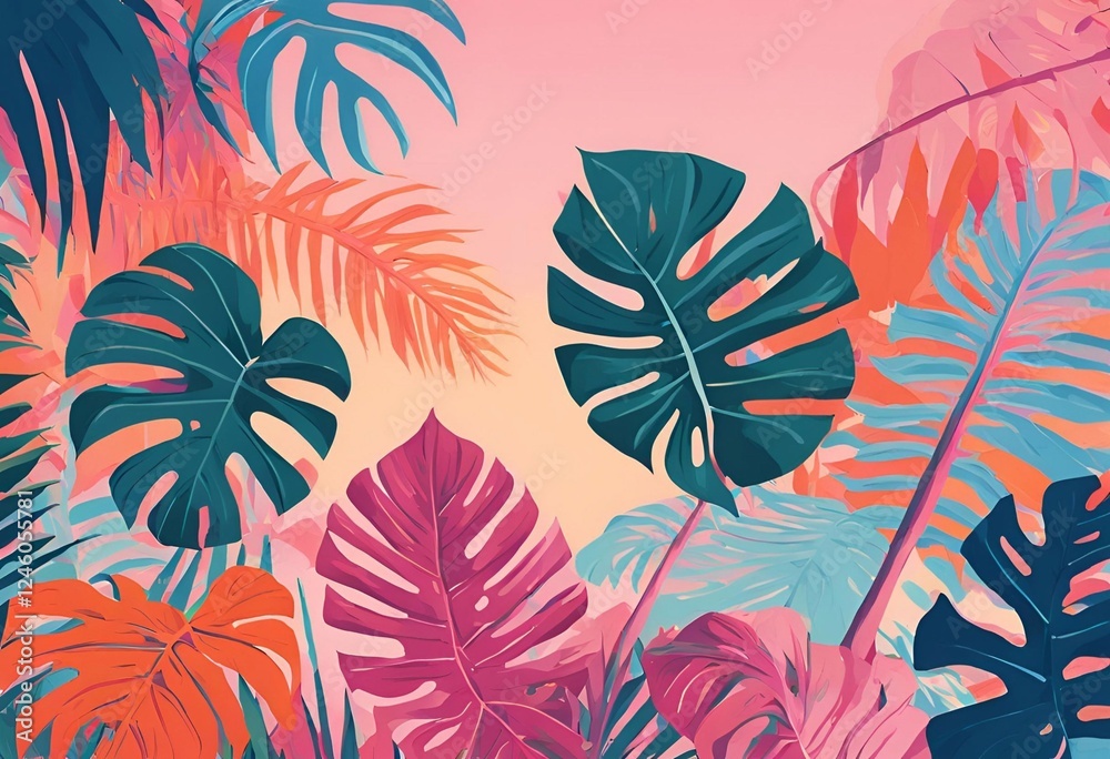 Obraz premium Beautiful seamless floral patterns with delicate flowers, feathers, and leaves in a vector design