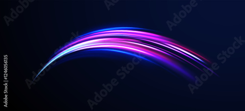 Colorful Light Trails, Long Time Exposure Motion Blur Effect. Abstract fire flare trace lens flares acceleration speed motion on night road. Acceleration speed motion on night road.