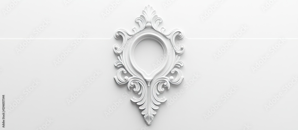 Fototapeta premium Elegant white funeral signboard with ornate keyhole design centered, suitable for personalized memorial messages against a smooth background.