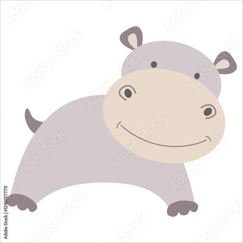 Vector cute illustration of hippopotamus. Children's toy isolated on white background 