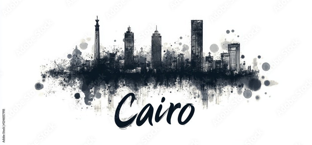 Obraz premium Cairo skyline with abstract artistic elements showcases city?s vibrant energy and modern architecture