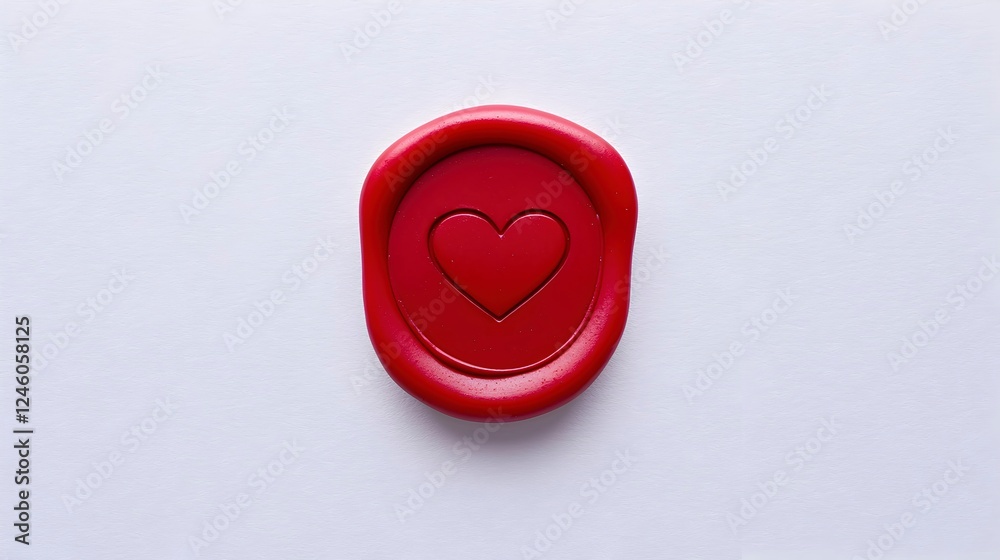 Red Wax Seal With Heart Design on White Background for Crafting Red Wax Seal With Heart Design on White Background for Crafting