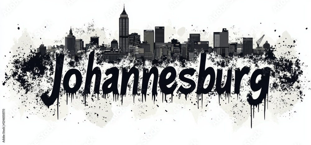 Fototapeta premium Johannesburg skyline featuring modern architecture and urban landscape with artistic graffiti style