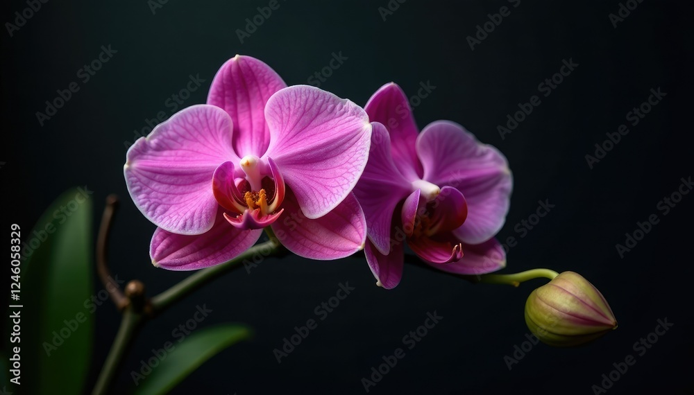Phalaenopsis orchid foliage on dark background, branches, phalaenopsis, orchids Phalaenopsis orchid foliage on dark background, branches, phalaenopsis, orchids