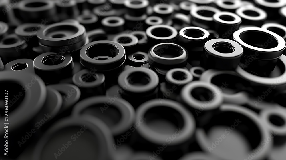 Black rings, abstract background, 3D render, industrial design Black rings, abstract background, 3D render, industrial design