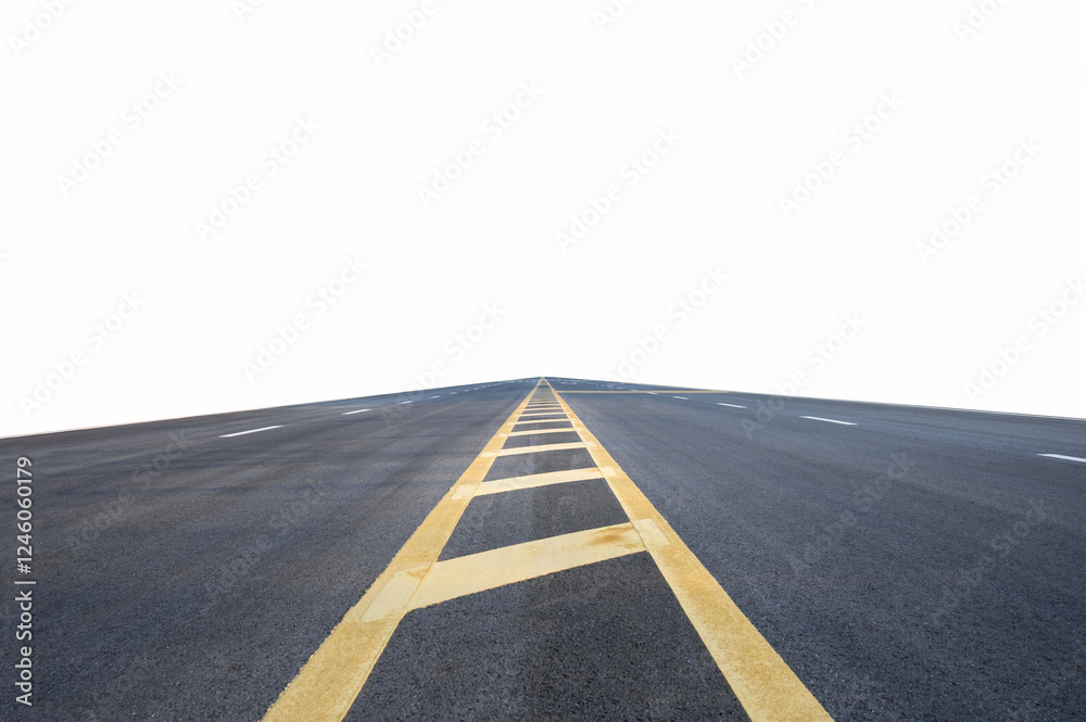asphalt road isolated with clipping path