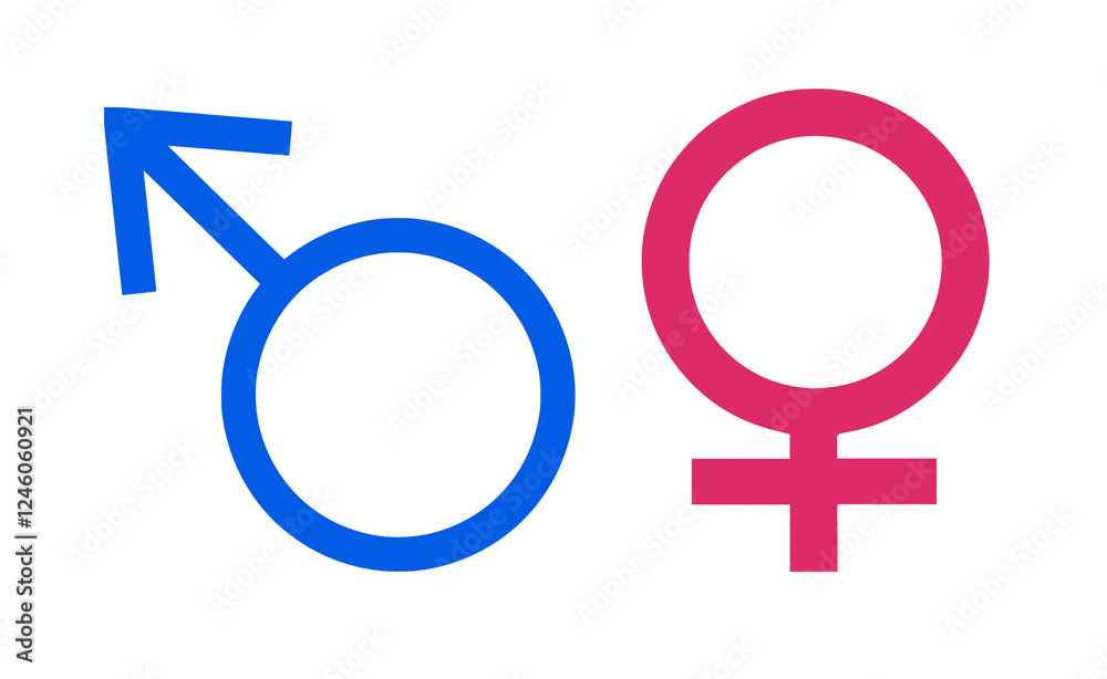 Signos de sexo femenino y sexo masculino sobre fondo blanco Signos de sexo femenino y sexo masculino sobre fondo blanco