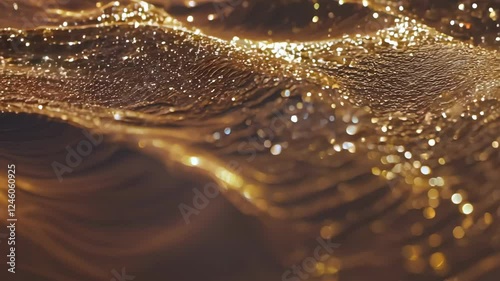 Color of the Year 2025 Mocha Mousse. The background is blurred with glitter in the color of 2025. A beautiful luxury background for work or advertising