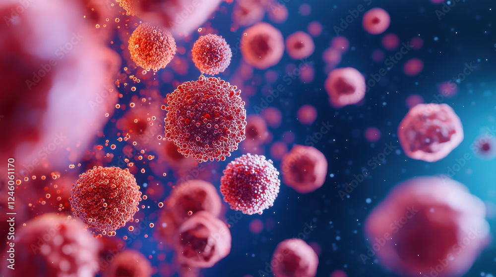 The Impact of PM 2.5 on Health and Environment Themed, Microscopic view of PM 2.5 particles in vibrant colors and detail The Impact of PM 2.5 on Health and Environment Themed, Microscopic view of PM 2.5 particles in vibrant colors and detail