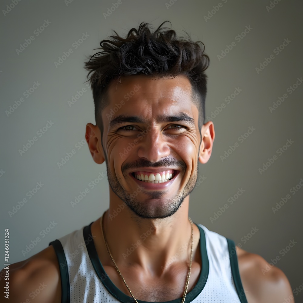 Obraz premium Androgynous Middle-Eastern Athlete: Sporting Elegance in Classic Ambiance