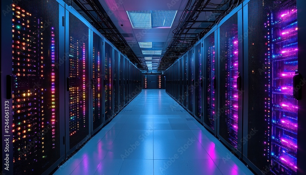 IT Engineers and Technician Collaborating on Data Network Issues in High-Tech Server Room IT Engineers and Technician Collaborating on Data Network Issues in High-Tech Server Room