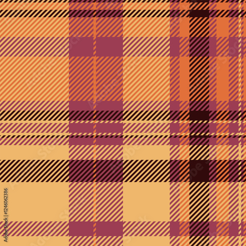 Track plaid check pattern, canvas vector textile background. Simplicity texture tartan seamless fabric in orange and red colors.