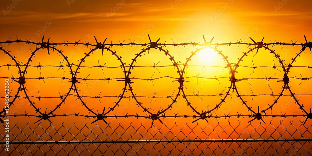 Silhouette of Barbed Wire Fence, Security Boundary, Isolated on White Background - PNG Silhouette of Barbed Wire Fence, Security Boundary, Isolated on White Background - PNG
