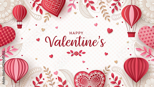 Valentine's Day Love: Vector Poster Set with Heart Balloons and Sweet Patterns