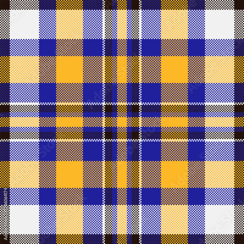 Handkerchief texture plaid vector, poncho check seamless fabric. Surface tartan pattern textile background in indigo and amber colors.