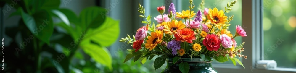 custom made wallpaper toronto digitalVase filled with colorful flowers and lush greenery, greenery, floral arrangements