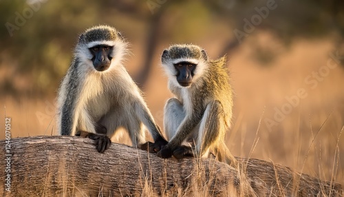 Vibrant Vervet Monkey Portrait Amidst the Serenity of Mlilwane Wildlife Sanctuary, Swaziland, capturing the African wilds intriguing charm and beauty. photo