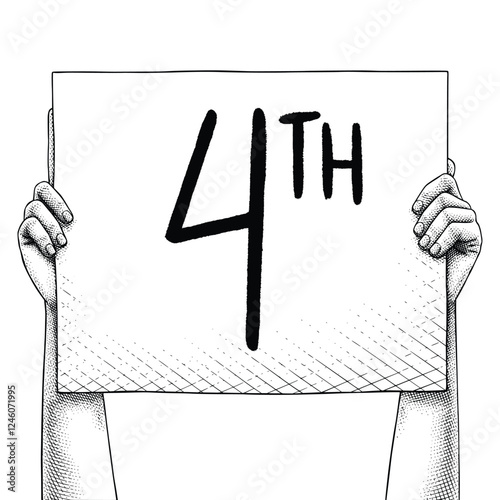 Hand raising a sign that says 4TH