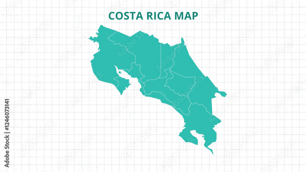 Fototapeta premium A Map highlighting Costa Rica Map, Costa Rica modern map with Grey Color Hi detailed Vector, geographical borders