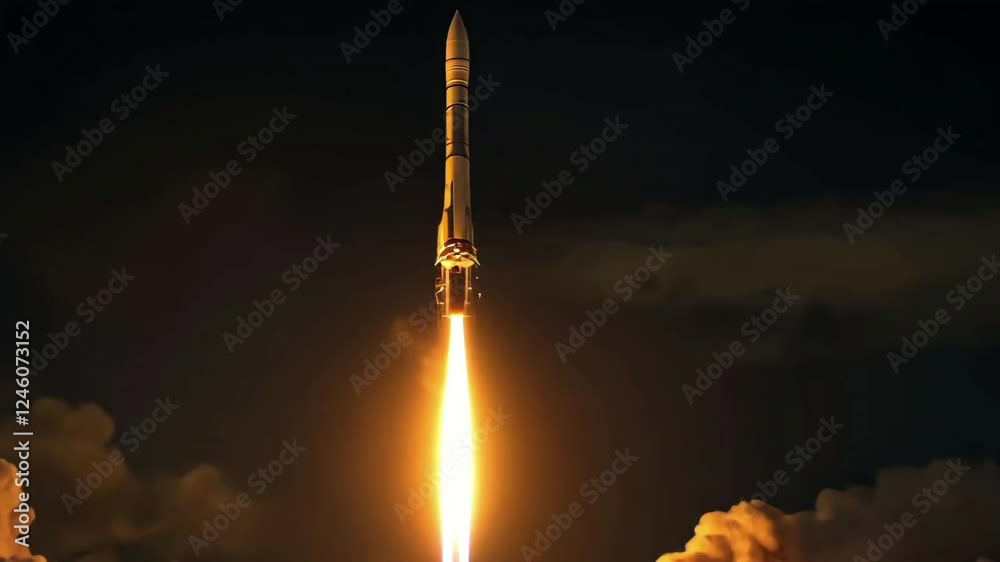 A missile rocket with fire trail Animation Motion Graphic Video 