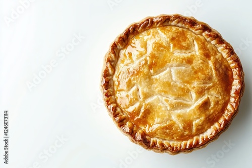 Golden brown apple pie glistens on a white surface inviting a taste of autumn delight