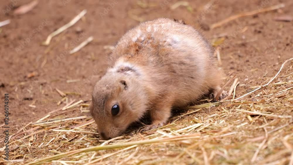 Curious prairie dog sniffing the ground in a natural outdoor setting Curious prairie dog sniffing the ground in a natural outdoor setting