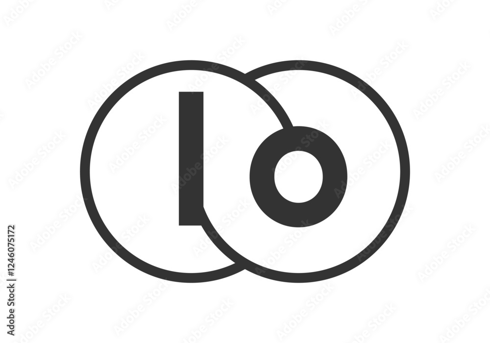 LO business company emblem with outline rounds and letters l o. Logo template of two merged circles for brand identity, logotype. Vector Infinity symbol LO business company emblem with outline rounds and letters l o. Logo template of two merged circles for brand identity, logotype. Vector Infinity symbol